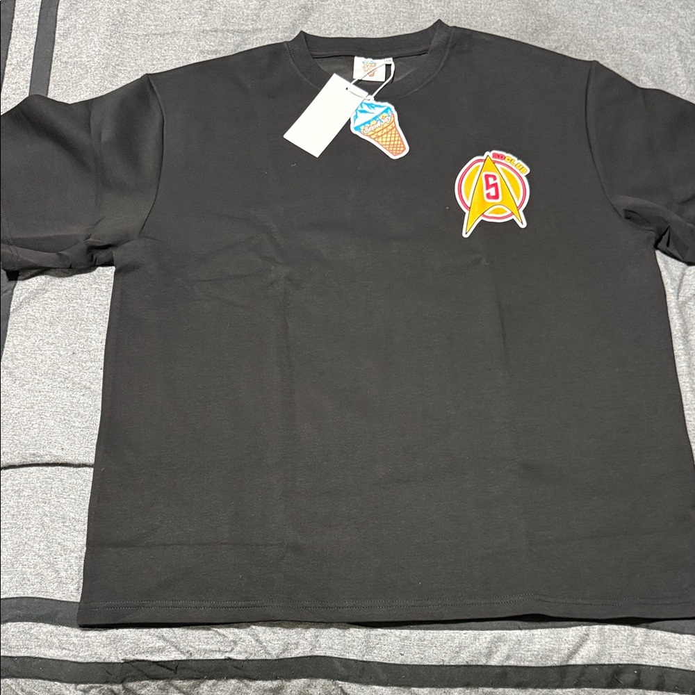 Black Men's Tee with Colorful Patch